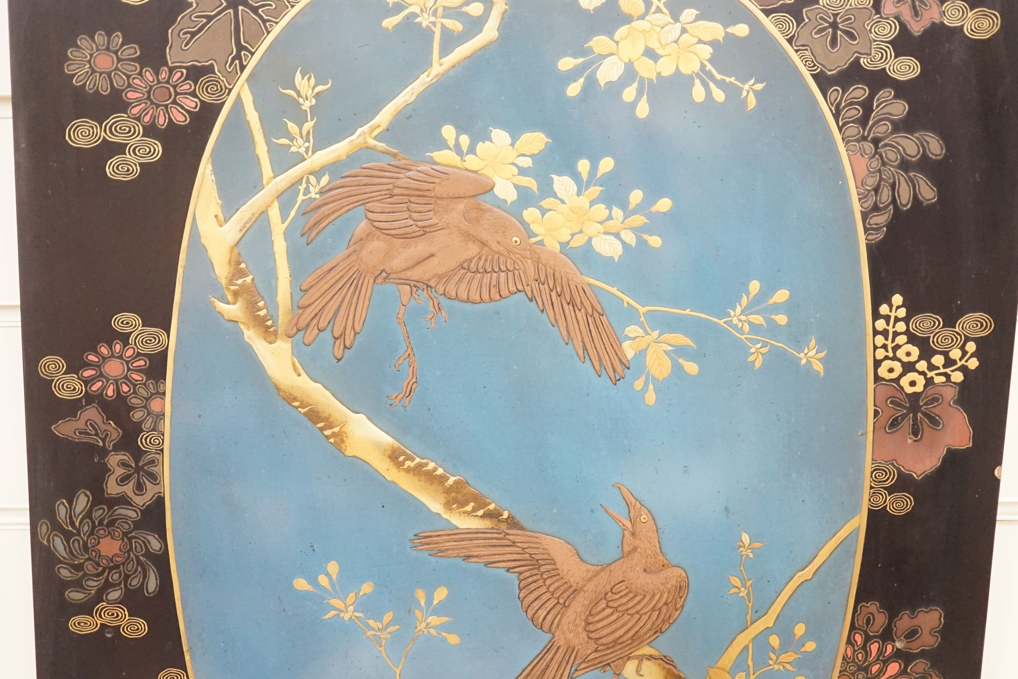 A pair of Japanese lacquer panels, 45.5 x 63.5cm